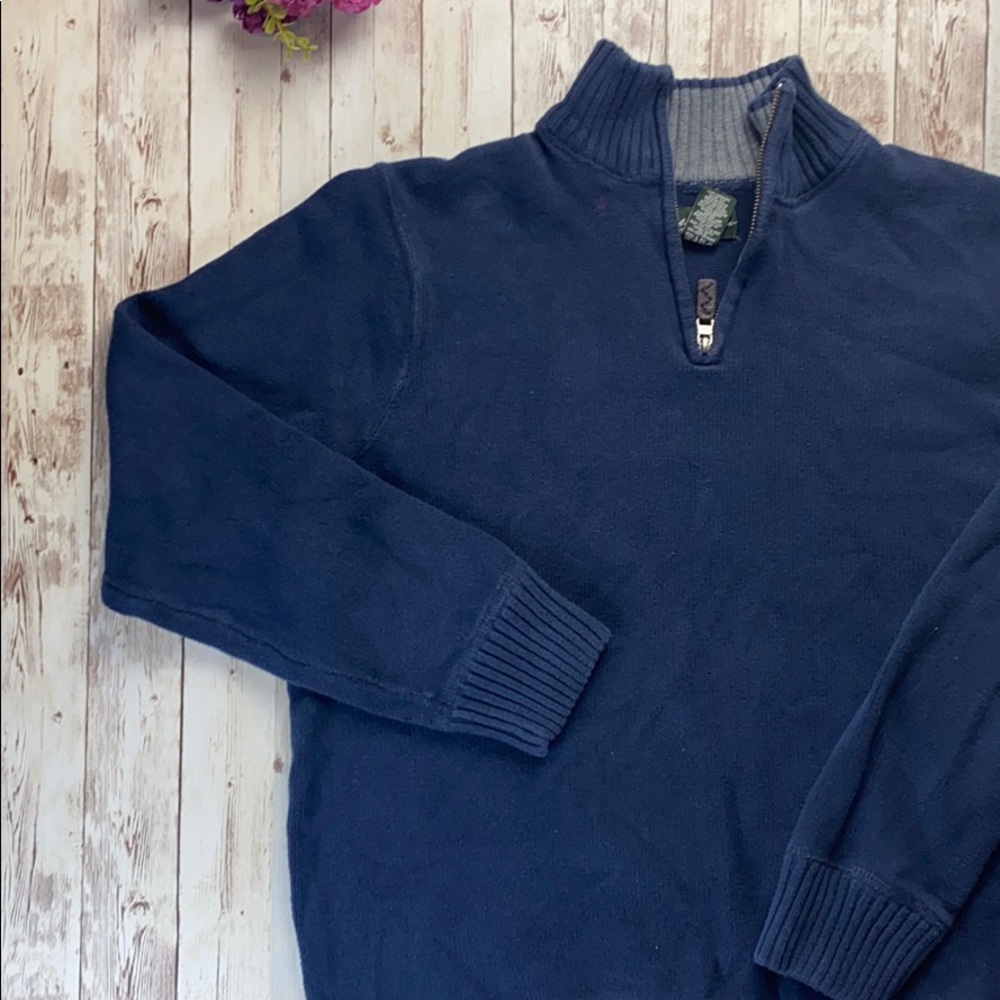 Vintage Eddie Bauer Blue 100% Cotton Long Sleeve Sweater Men's Size L - Picture 3 of 8